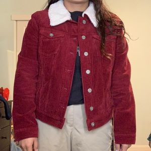 Red Corduroy w Fluffy Inside Jacket Size Small